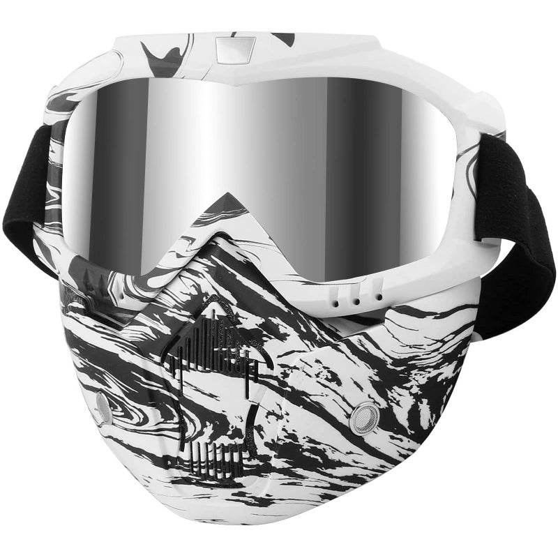 GGBuy Motorcycle Goggles with Detachable Face Mask, Protective Full Face Motocross Goggles ATV Dirt Bike MX Riding Offroad Racing Paintball Goggles CS Airsoft Mask Anti-Fog Windproof for Men Women - Image 1